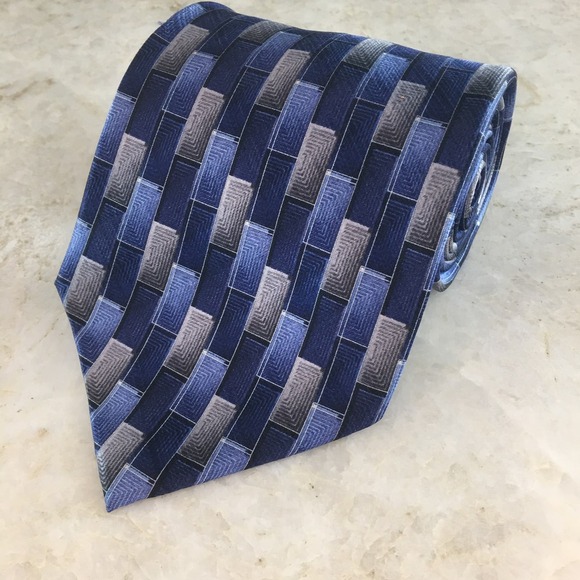 UMBERTO BOSSI BLUE, GREY ALL SILK TIE - Picture 7 of 10